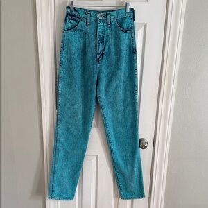 80’s Vintage Wrangler Turquoise Acid Wash High Rise Jeans